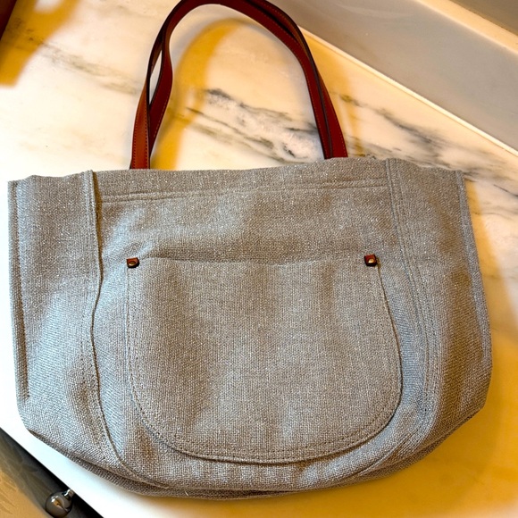 Anthropologie blue tote, EUC - Picture 1 of 7